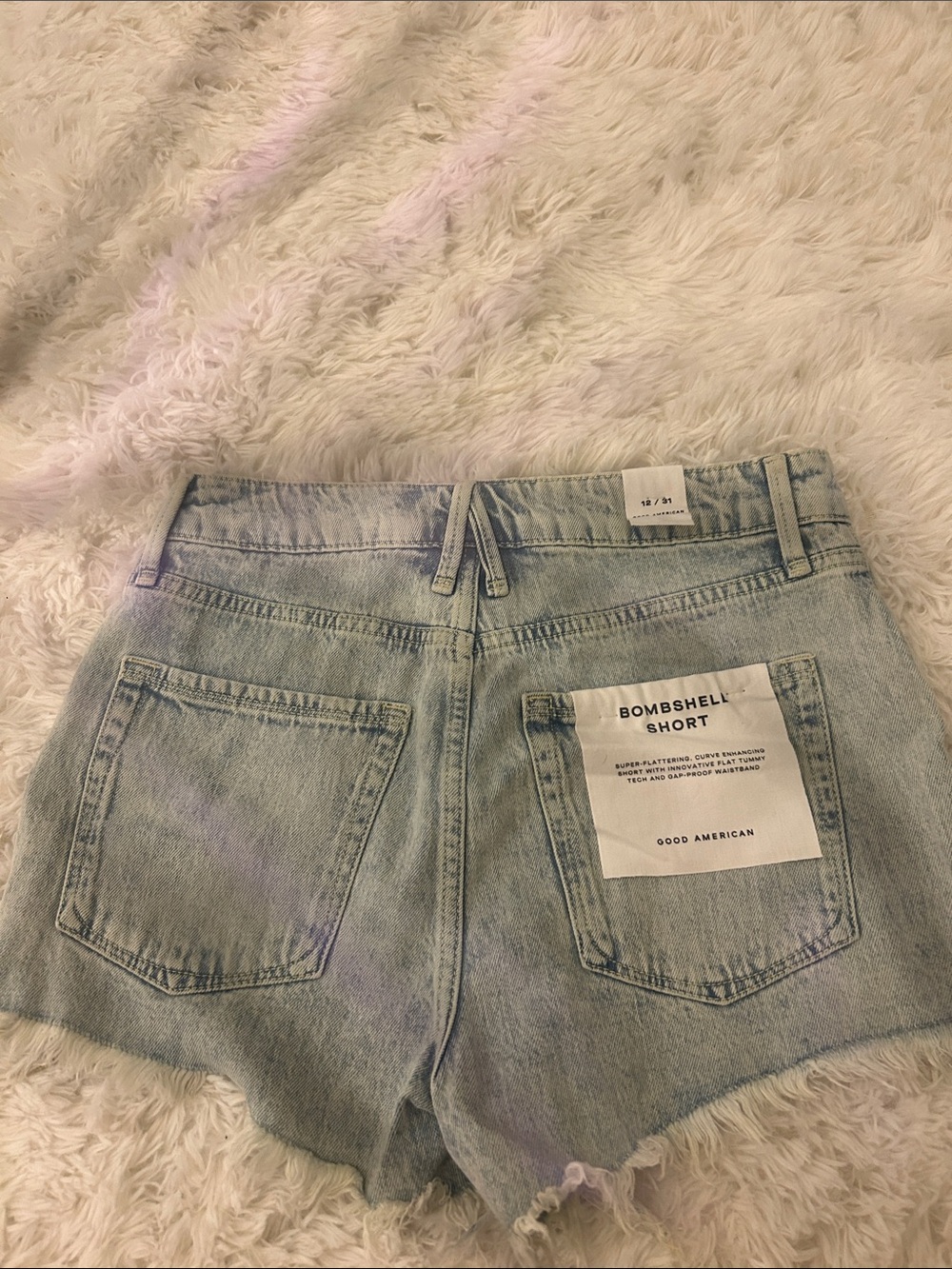 Good American High-Waist Light Blue Denim Cutoff Shorts